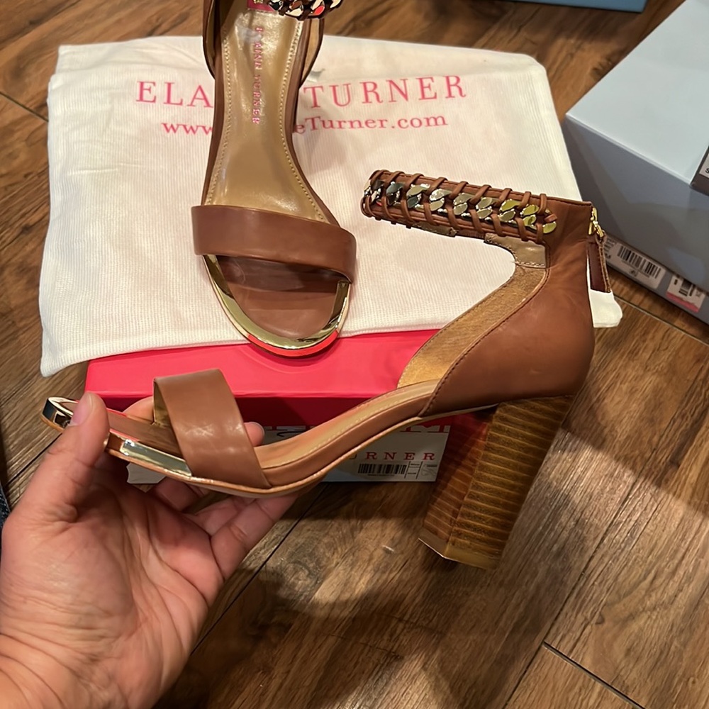 NIB Elaine Turner sandals chain detail size 7.5 - Picture 7 of 10